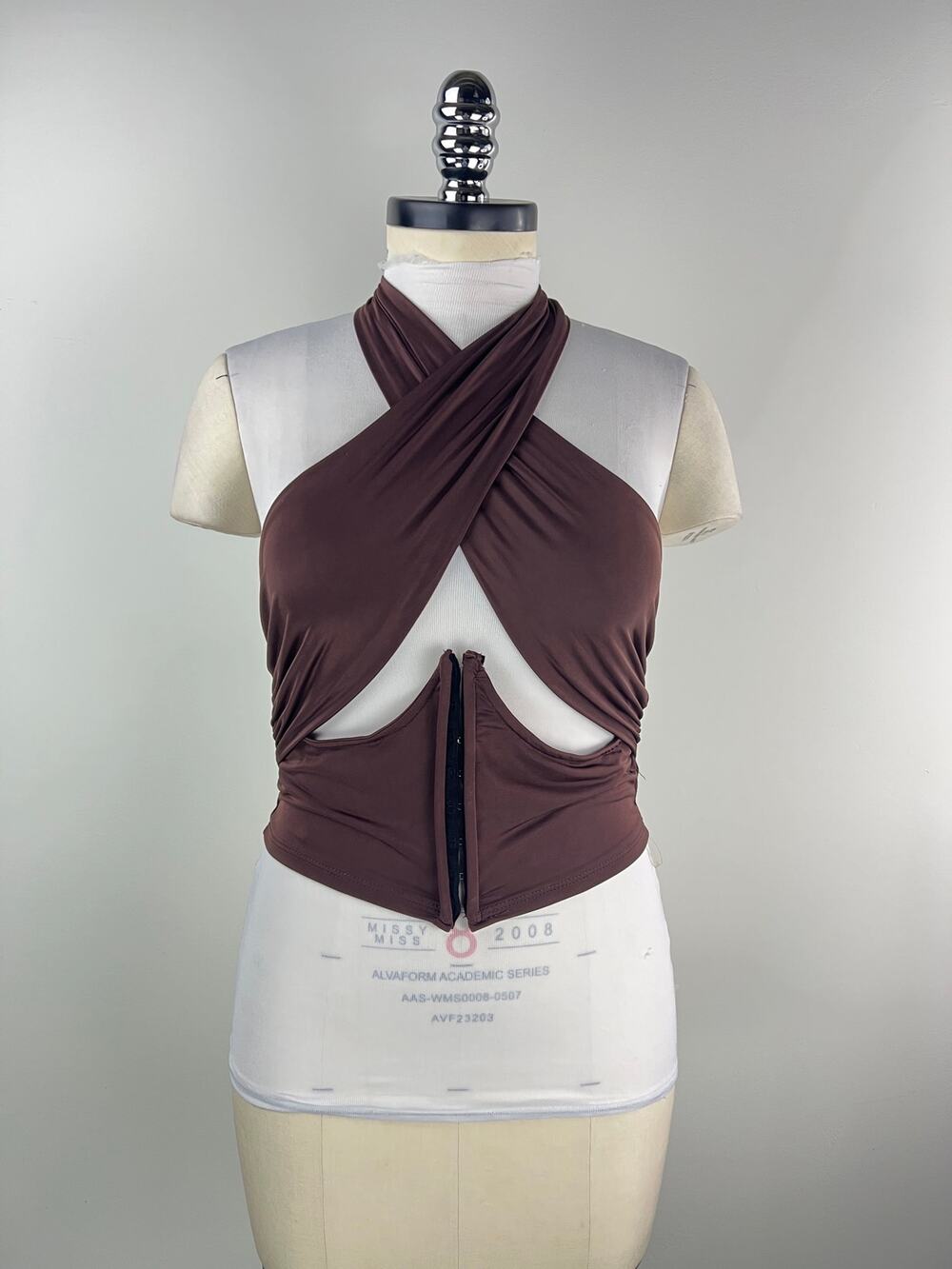 💚 3754. Brown Halter Corset Top